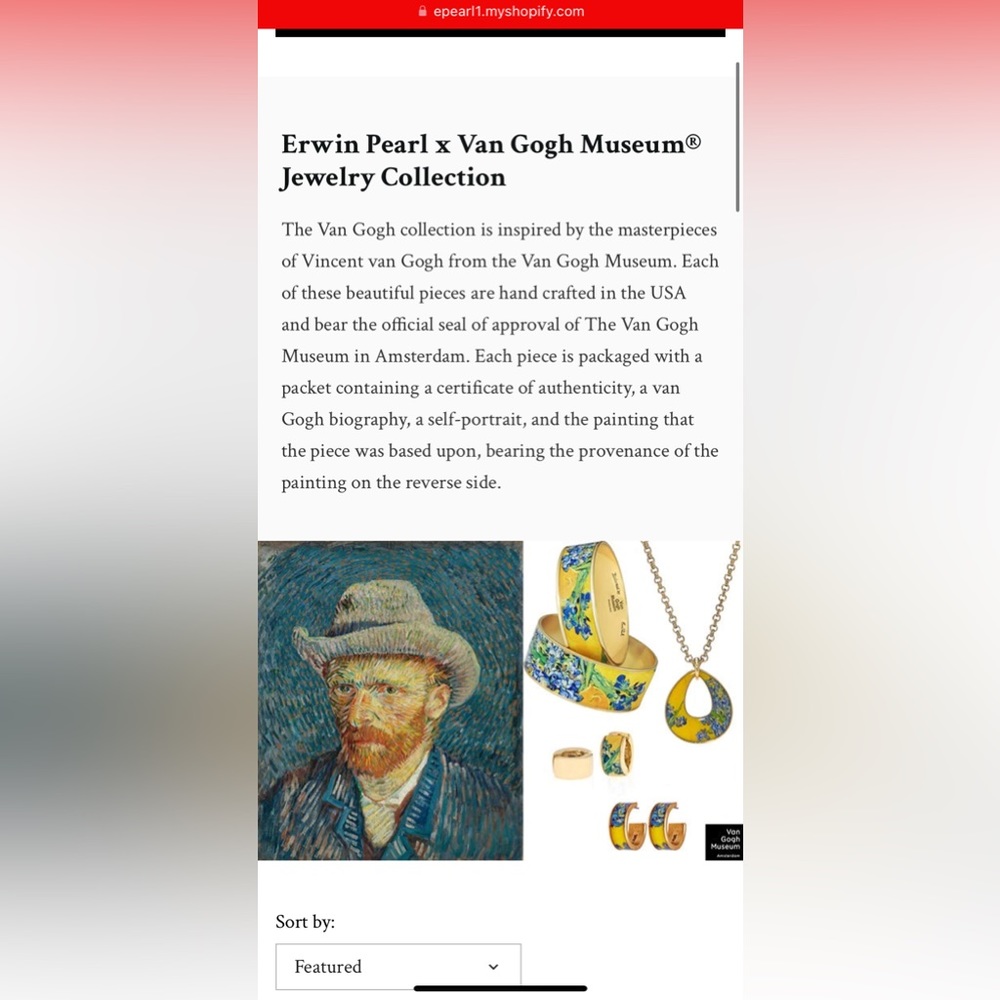 Van Gogh 22kt Goldplated bangle Van Gogh Collage, by Erwin Pearl® - Picture 16 of 16